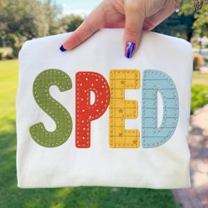 SPED Patchwork PNG Retro Special Education Teacher Classroom Sublimation Design