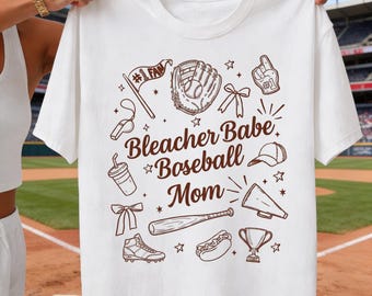 Bleacher Babe Baseball Mom Doodle Design, Sports Fan Game Day PNG (Sublimation Printable)