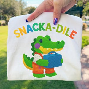 Snacka-Dile PNG Patchwork Alligator Sublimation Design for School Lunch Crafts