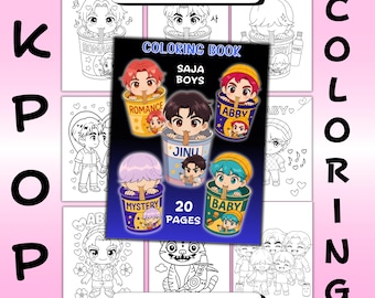 Demon Hunter Kpop Coloring Book | Saja Boys Band Chibi Anime (20 Digital Pages)