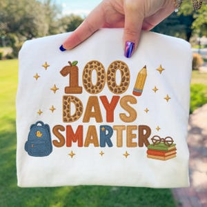 100 Days Smarter PNG Patchwork Applique Back to School Sublimation Design