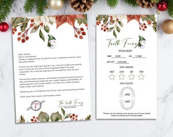 Editable Christmas Tooth Fairy Letter & Receipt: Holiday Printable (Digital Download)