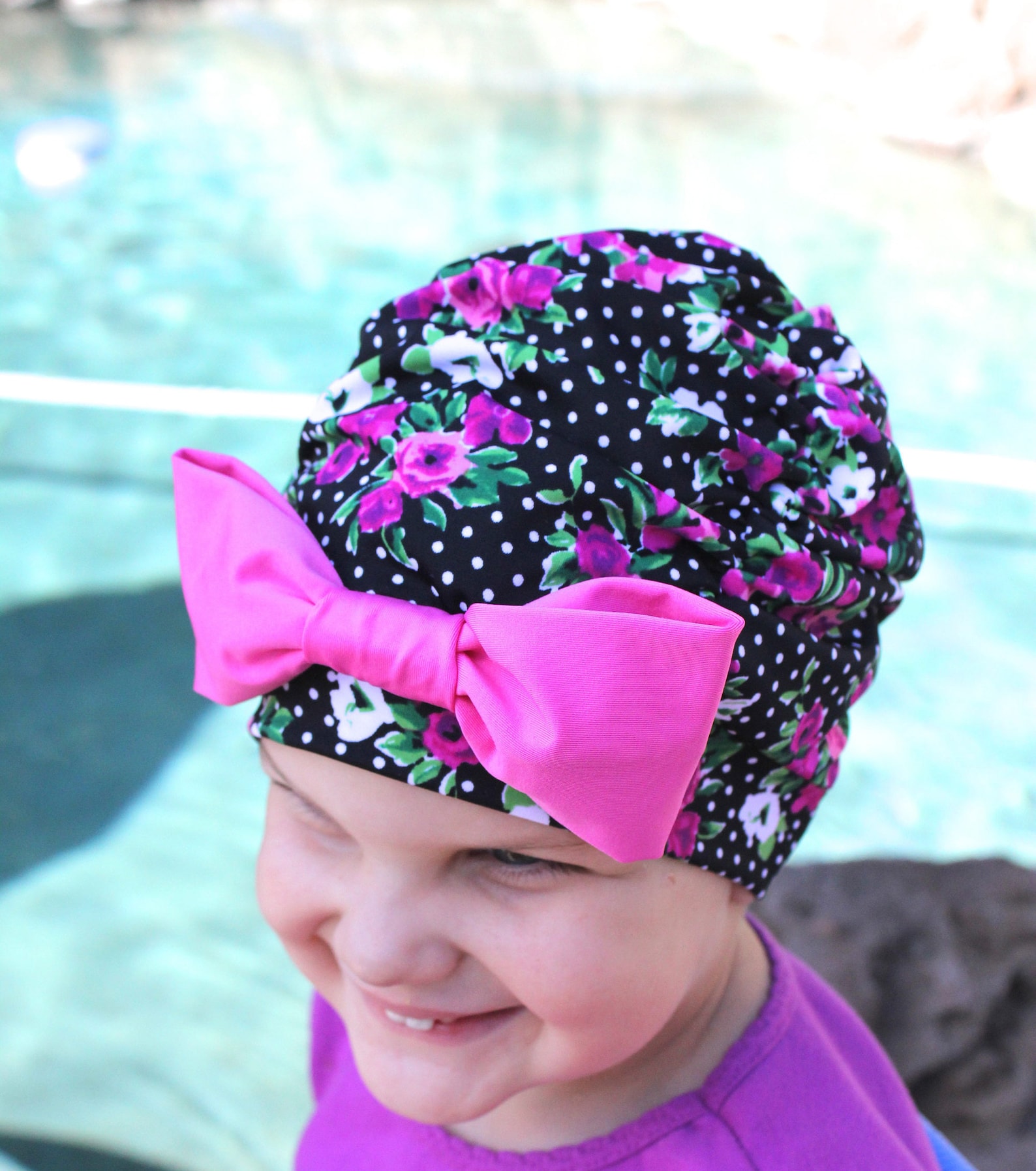 Floral Ruched Swim Cap Swim Cap Baby Swim Cap Toddler Swim Etsy