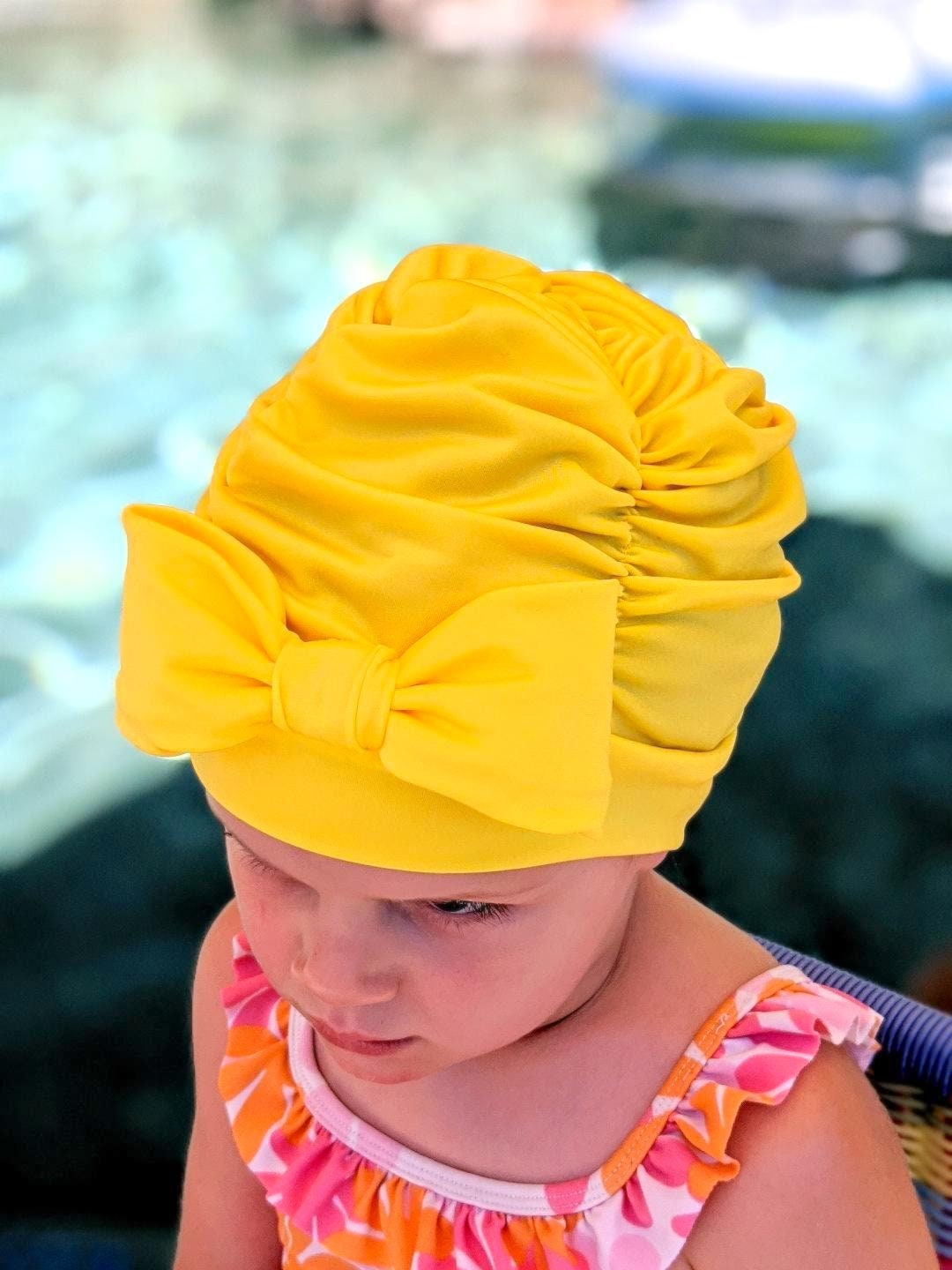 Sun Yellow Ruched Swim Cap Swim Cap Baby Swim Cap Toddler Etsy