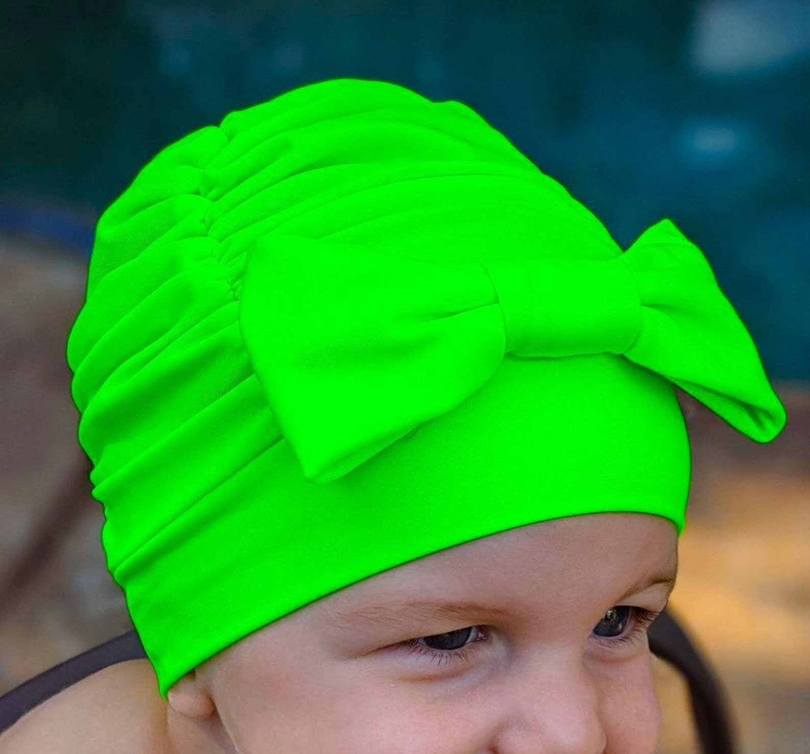 Neon Green Swim Cap Swim Cap Baby Swim Cap Toddler Swim Etsy