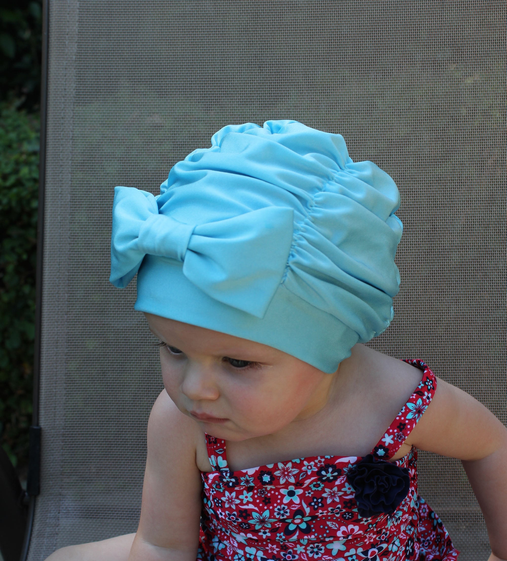 Blue Ruched Swim Cap Swim cap Baby swim cap toddler swim Etsy