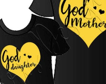 God Mother and God Daughter in hearts (2 svg files) jpg png available upon request