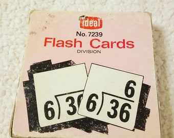 Flash Cards, Vintage 6x6 Division, school, collage, classroom supply, teacher tools, Math, manilla, junk journal supplies, junk journal, tag