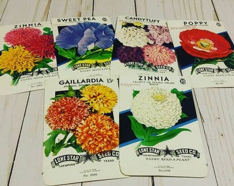 Flower Seed Packets, bloom Ephemera, collage, paper Gardening, Planting, Flowers, Seeds, Junk Journal, spring, summer, Junk Journal Supplies