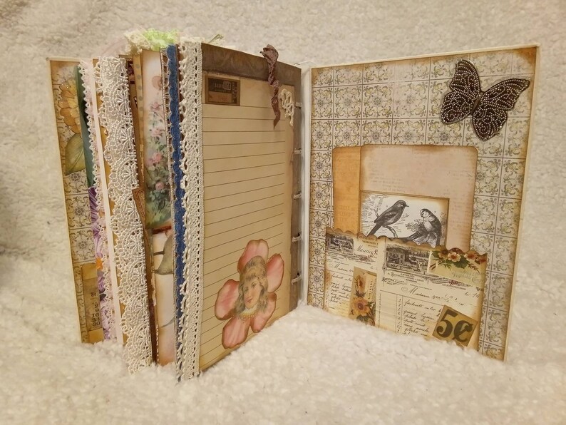 vintage botanicals flowers Junk Journal altered book lady Home scrapbook victorian gardening Garden collage art nature journal