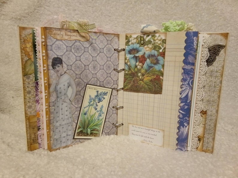 vintage botanicals flowers Junk Journal altered book lady Home scrapbook victorian gardening Garden collage art nature journal
