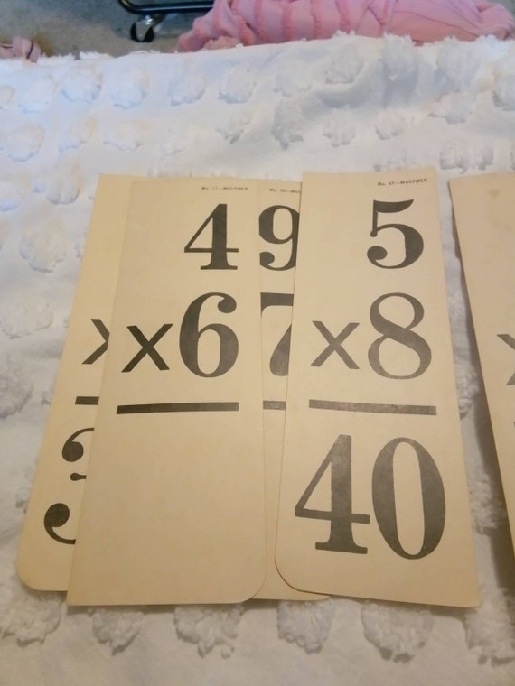 Vintage Set of 46 9 x 3 Vertical Subtraction Flashcards Ephemera