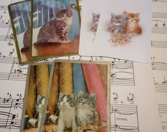 Cat, Kitten,Playing Cards, junk journal supplies, ephemera, traveler's notebook supplies, collage, mixed media, crafting, tags, paper, cards