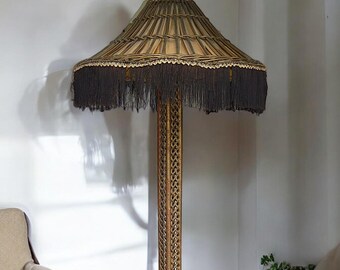 1930's Gilt Painted Wicker Floor Lamp