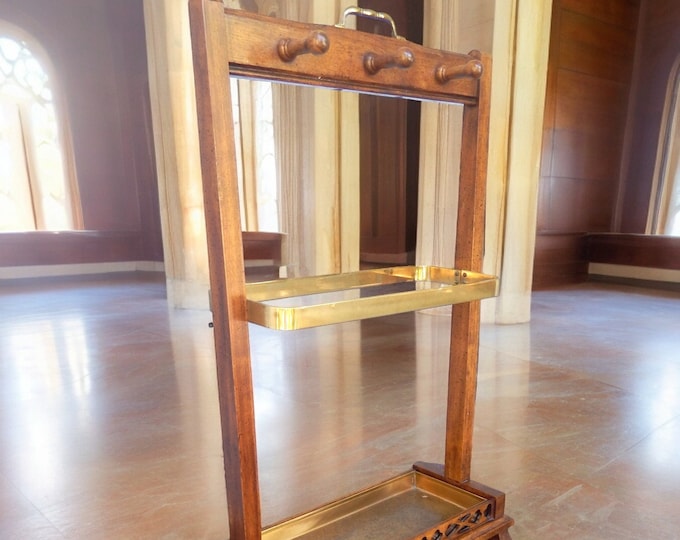 1950's Brandt Pecan & Brass Umbrella / Cane Stand