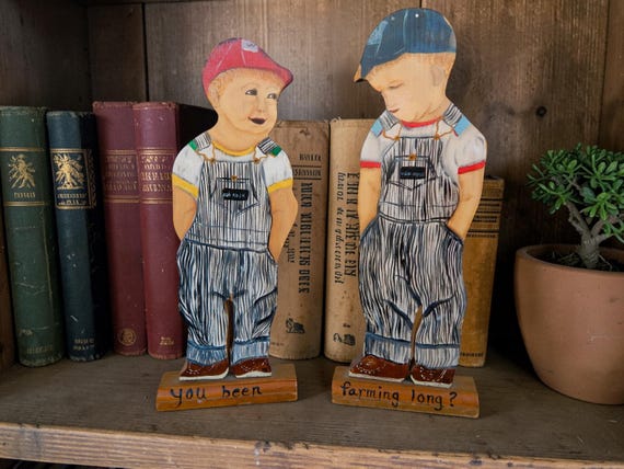 Mid-Century OshKosh B'Gosh Hand-Painted Wood Figures (Set of 2)