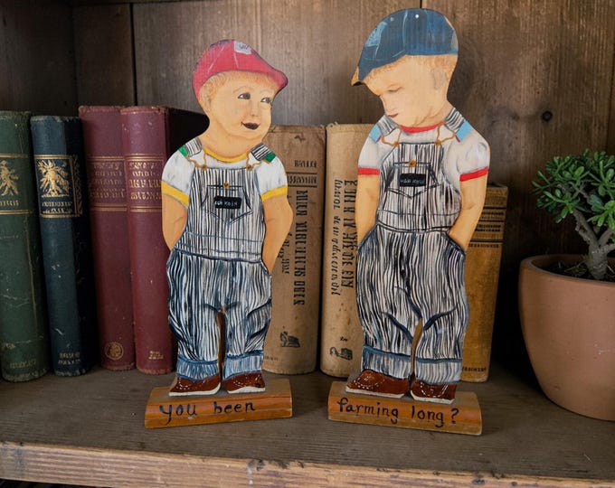 Mid-Century OshKosh B'Gosh Hand-Painted Wood Figures (Set of 2)