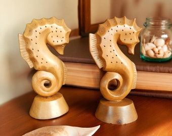 Vintage Hand Carved Seahorse Toothpick / Hors d'oeuvre  Holders