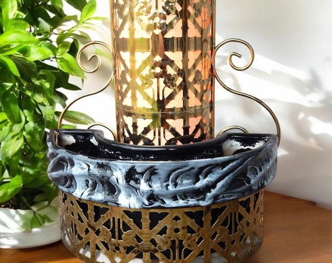 Vintage 1960's Mid Century Stamped Steel Planter Lamp