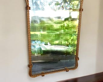 1960's Twisted Gilt Wire Gold Hollywood Regency Mirror