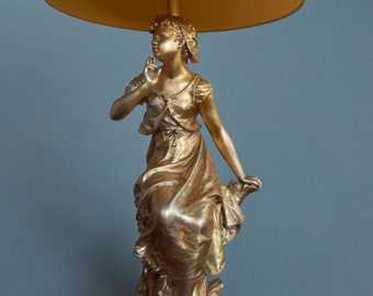 Epic 52" c. 1965 Mabro Plaster & Gilt Table Lamp
