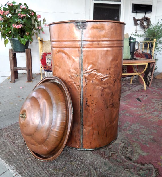 Early 1900's Large (34") Antique Vertical Copper Wash Boiler