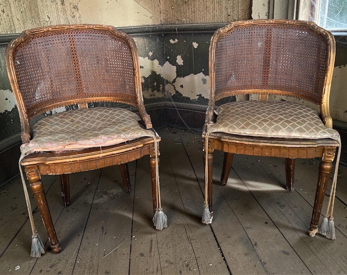 19th Century Gilt & Cane Seat Side Chairs Shabby Project