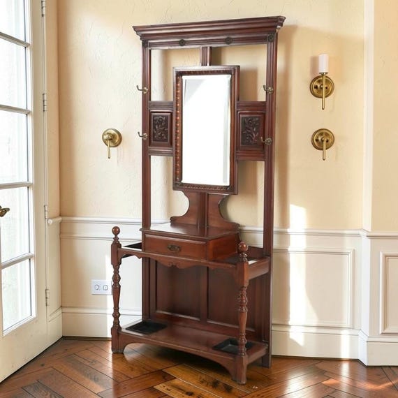 Late 19th Century Antique Edwardian Mahogany Hall Tree / Stand