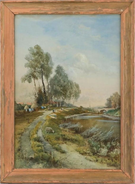 Early 1900's Signed / Titled / Framed Watercolor Landscape