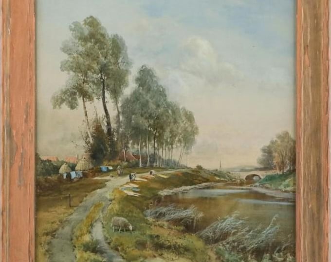 Early 1900's Signed / Titled / Framed Watercolor Landscape