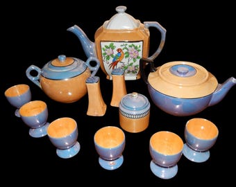 Collection of Pre-War Japanese Peach Lusterware
