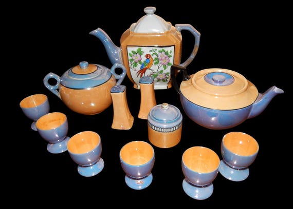 Collection of Pre-War Japanese Peach Lusterware
