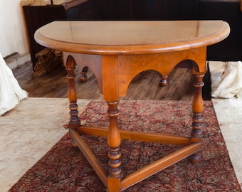 Early 20th Century Antique Berkey & Gay Demilune Occasional Side Table