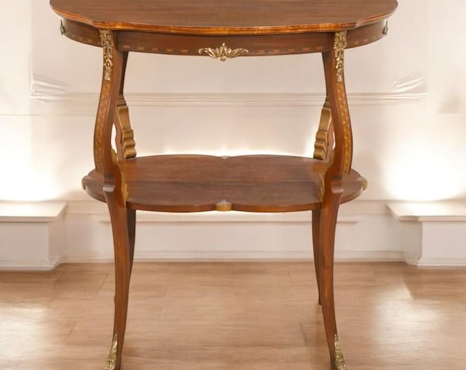 Louis XV Style Mahogany Two-Tier Center Table, Early to Mid-20th Century
