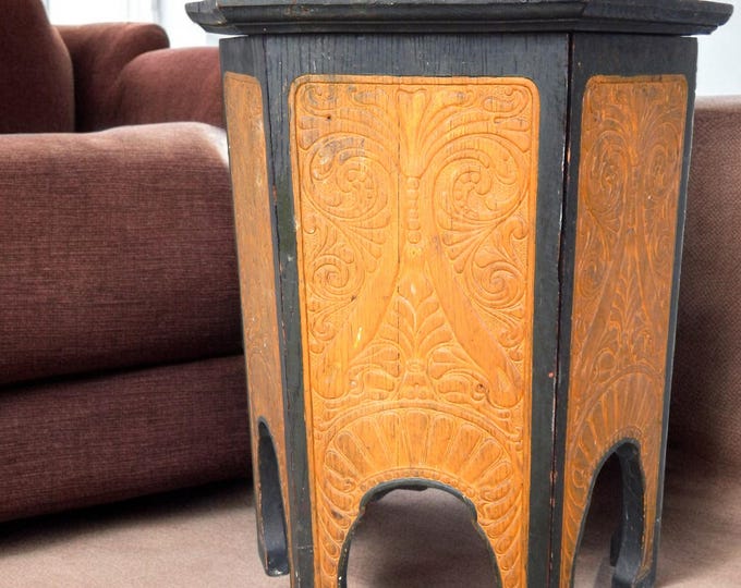 Early 1900's Oak Hexagonal Side Table / Plant Stand / Drinks Table