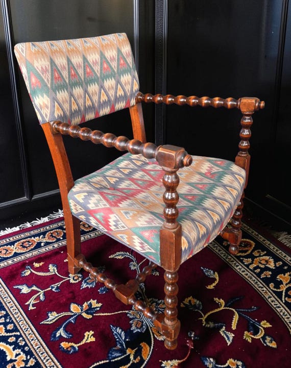Late 19th Century Bobbin Style Mahogany Armchair