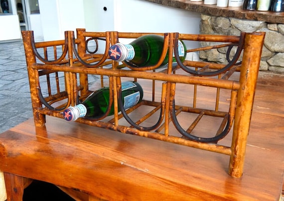 Vintage 1970's Scorched Bamboo Wine Rack