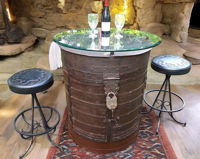 Vintage Industrial Chic Wine / Liquor Bar / Cabinet / Table