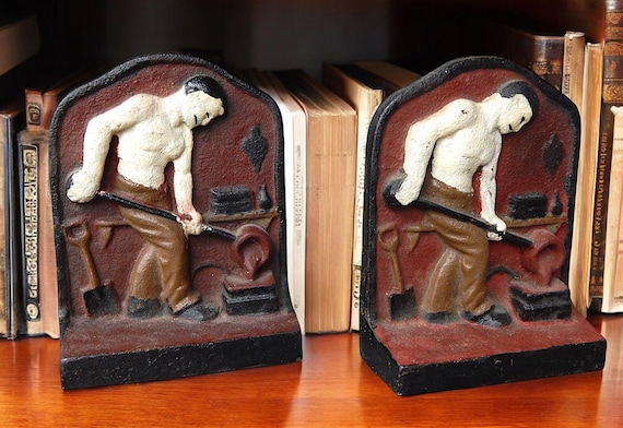 1943 Cast Iron & Hand Painted Commemorative Ohio Malleable Iron Company Bookends
