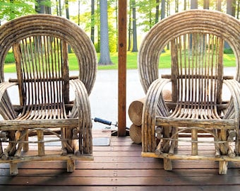 Vintage Twig/Stick Bentwood Chairs plus Two Benches