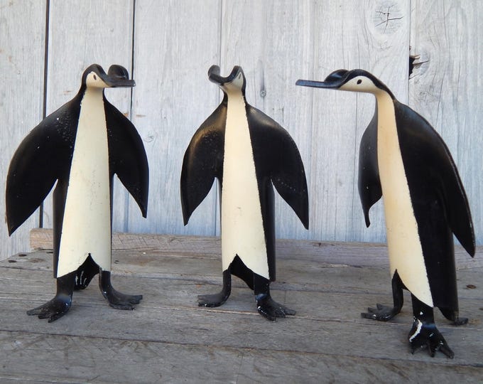 Vintage PVC Penguins. Folk Art Set of Three