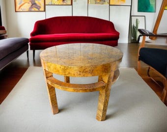 1970's Henredon Mod Burlwood Laminate Drinks Table