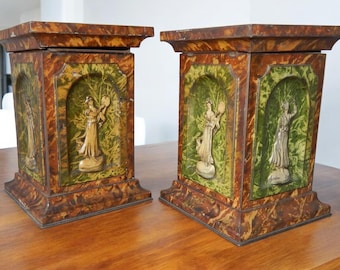 Early 1900's Antique Huntley & Palmer Biscuit Tin 'Pedestals'