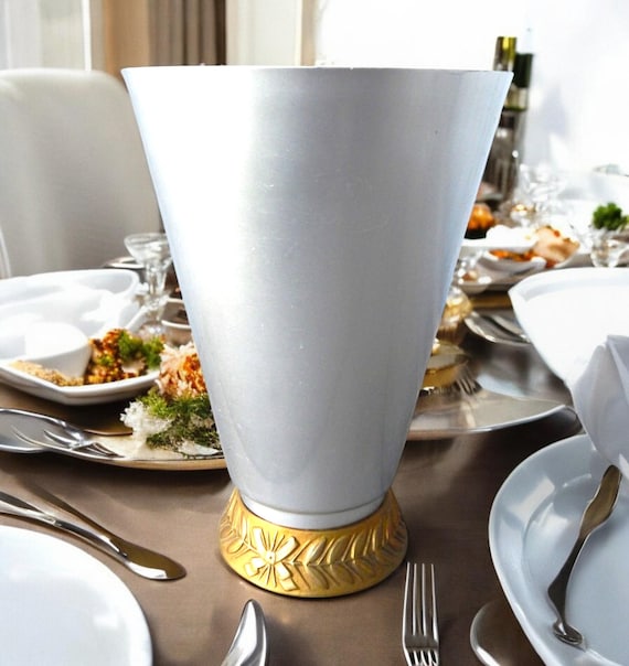 1960's Kensington Spun Aluminum & Brass Art Deco Vase