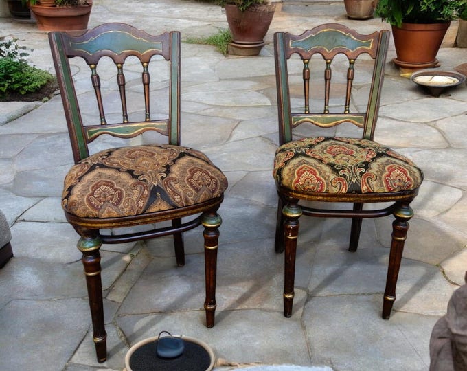 Early 1900's Chairs, Gilt Painted & Reupholstered