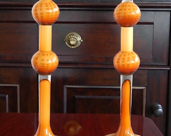 Pair Vintage Waterford "Evolution" Hand Blown Candlesticks