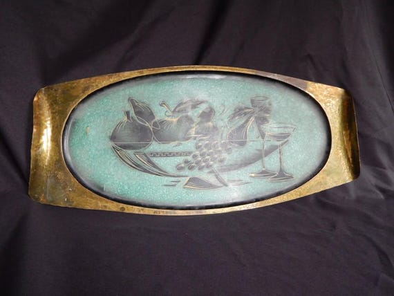 c. 1960 Oppenheim Israeli Brass Serving Tray