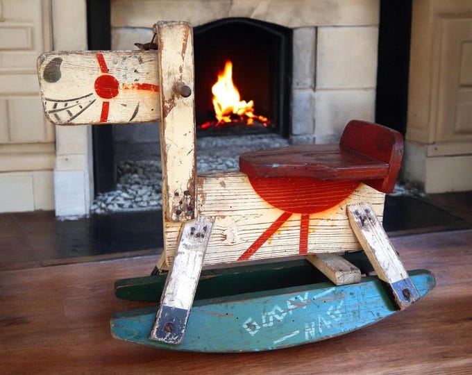 Mid 20th Century Vintage Toddler Rocking Horse "Goofy Nag"