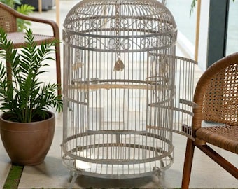 Early 20th Century 36" Antique Iron Bird Cage
