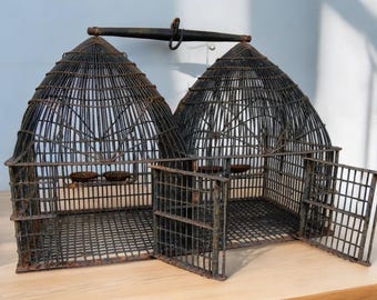 Late 1800's Co-Joined Steel Wire Bird Cage